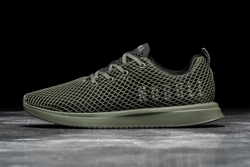 Men's Nobull Army Mesh Running Shoes Olive | SG V2003R